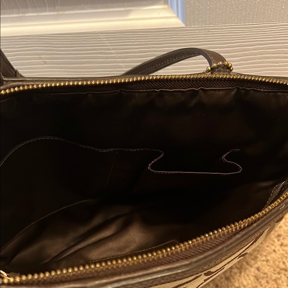 Coach Brown and Tan Signature Tote with Leather Accents - Picture 6 of 7